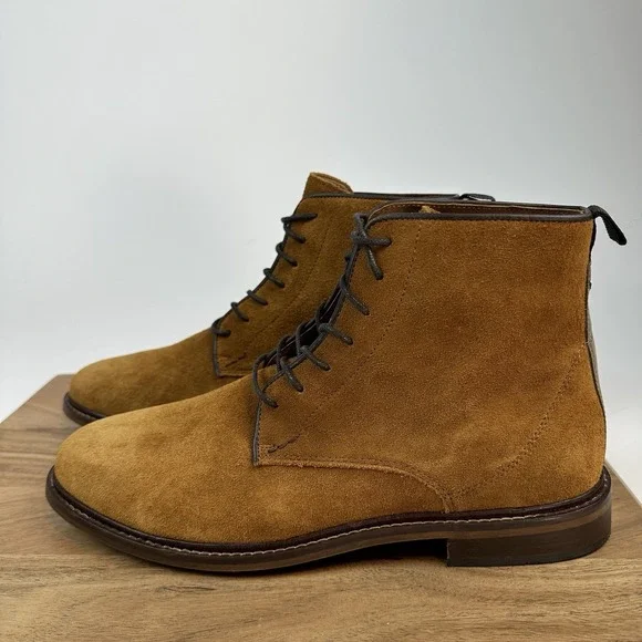 New Mens The Shoe Bear Ned Waxed Suede‎ - TAN Boots Size EU 45 US 11.5-12